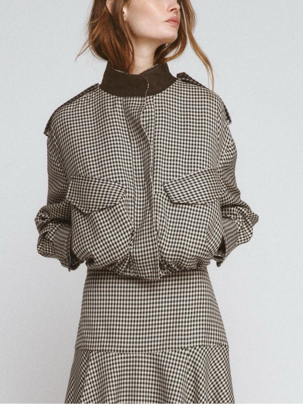Zara ZW Collaborated Checked Bomber Jacket NWT